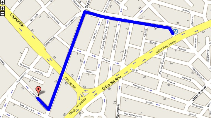 Walking map from Neos Kosmos metro/tram/bus 